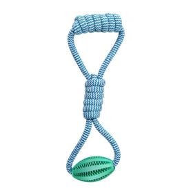 Pet Cotton Rope Hand Pull Leakage Food Ball Teeth Cleaning Toys (Color: Blue, Type: Pet Toys)