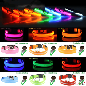 LED Adjustable Dog Collar Blinking Flashing Light Up Glow Pets Safety Waterproof (Color: Orange, size: S)